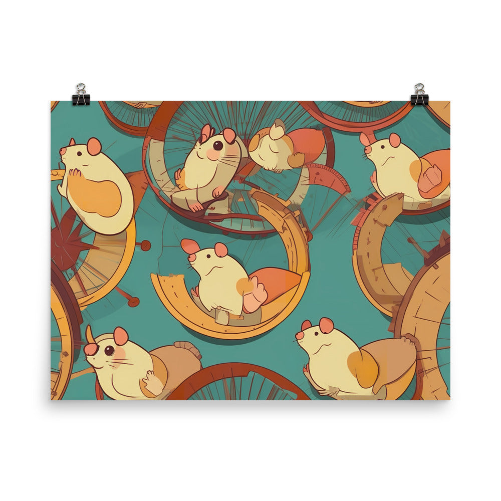 Hamster wheels Pattern photo paper poster - Posterfy.AI