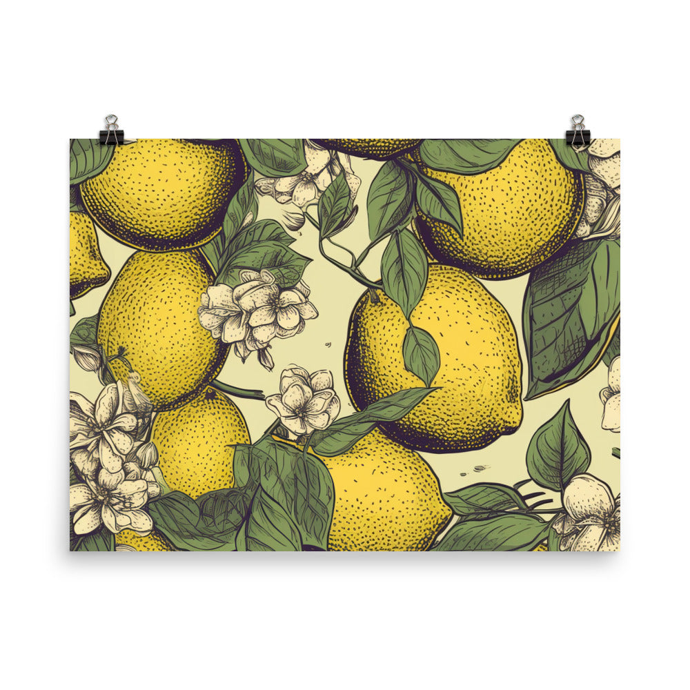 Lemons Pattern photo paper poster - Posterfy.AI