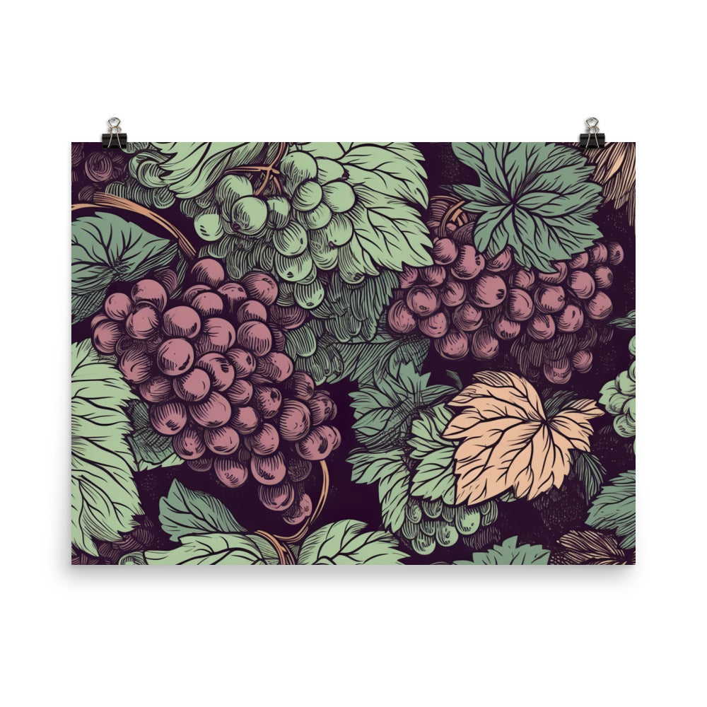 Grapes Pattern photo paper poster - Posterfy.AI