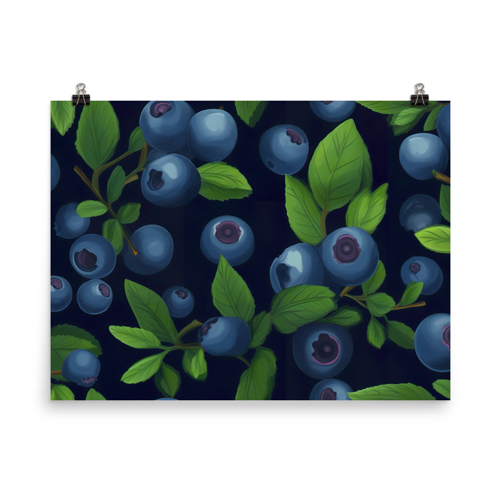 Blueberries Pattern photo paper poster - Posterfy.AI