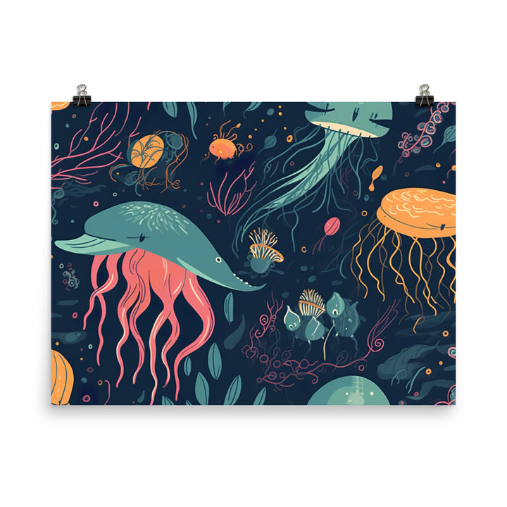 Sea Creatures Pattern photo paper poster - Posterfy.AI