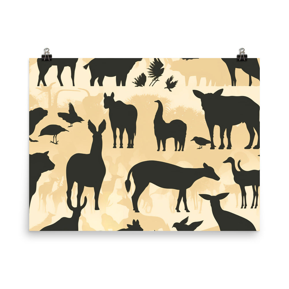 Animal Silhouettes Pattern photo paper poster - Posterfy.AI