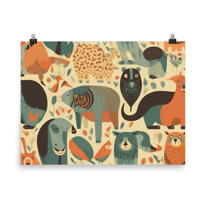 Zoo Animals Pattern photo paper poster - Posterfy.AI