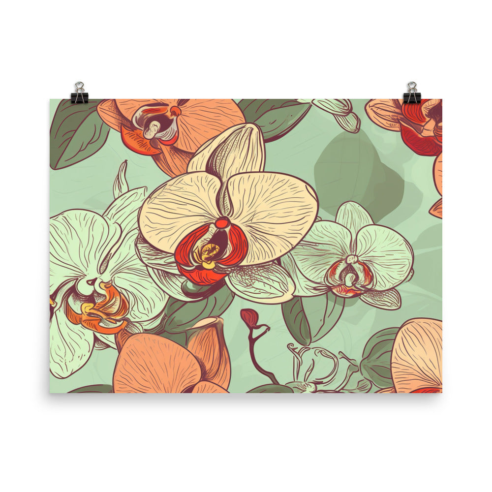 Orchids Pattern photo paper poster - Posterfy.AI