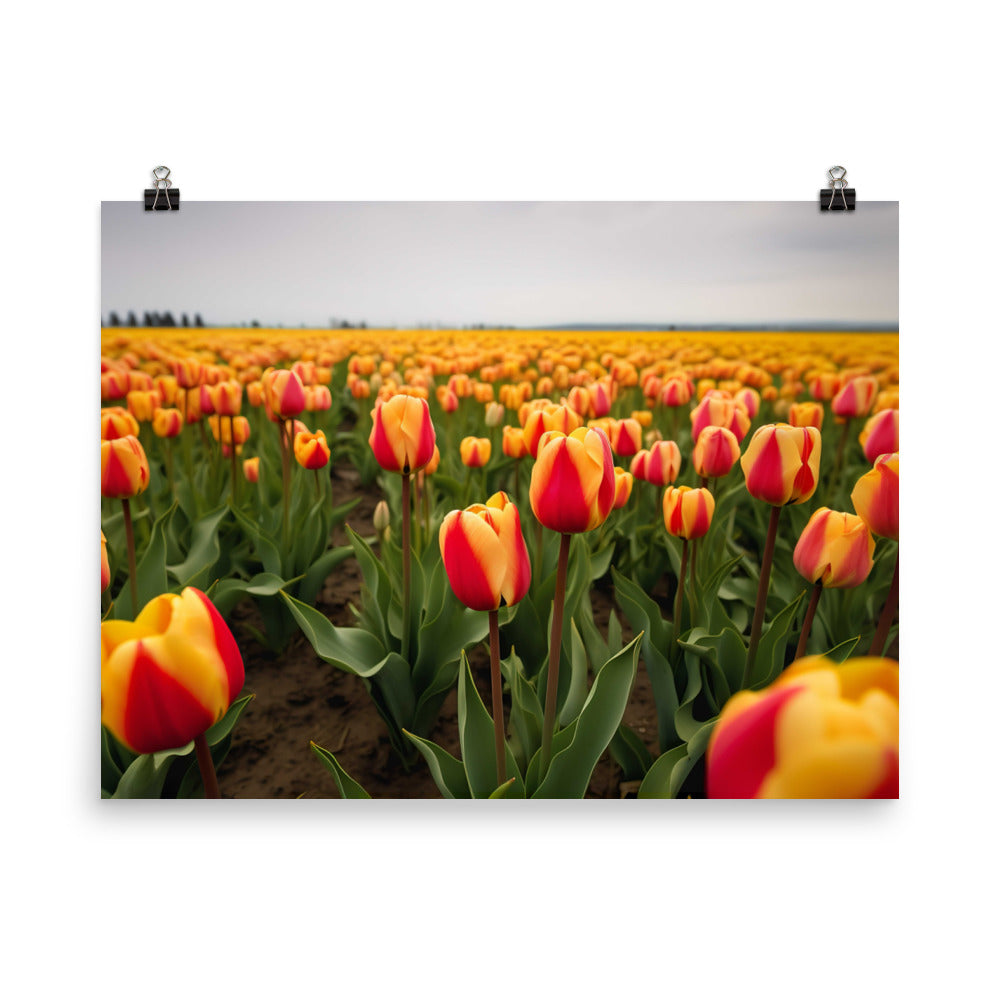 Capturing the Serenity of Tulip Fields photo paper poster - Posterfy.AI