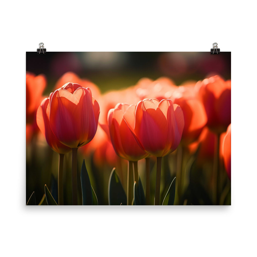 Capturing the Grace of Tulips in Bloom photo paper poster - Posterfy.AI