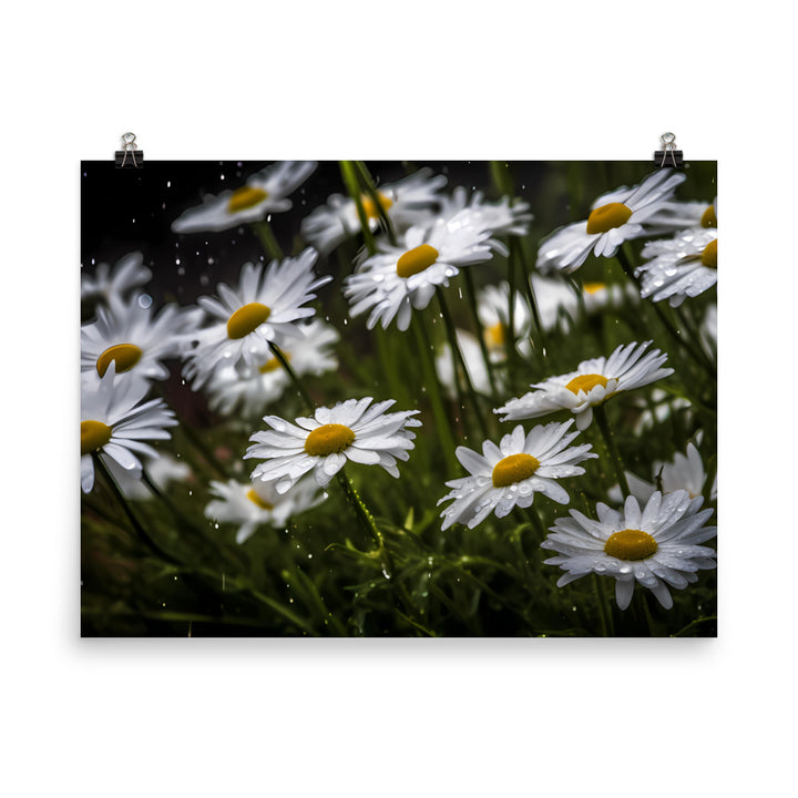 Daisies in the Rain photo paper poster - Posterfy.AI