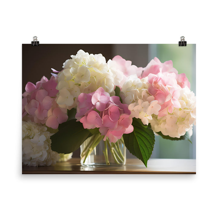 Pink and White Hydrangea Bouquet photo paper poster - Posterfy.AI