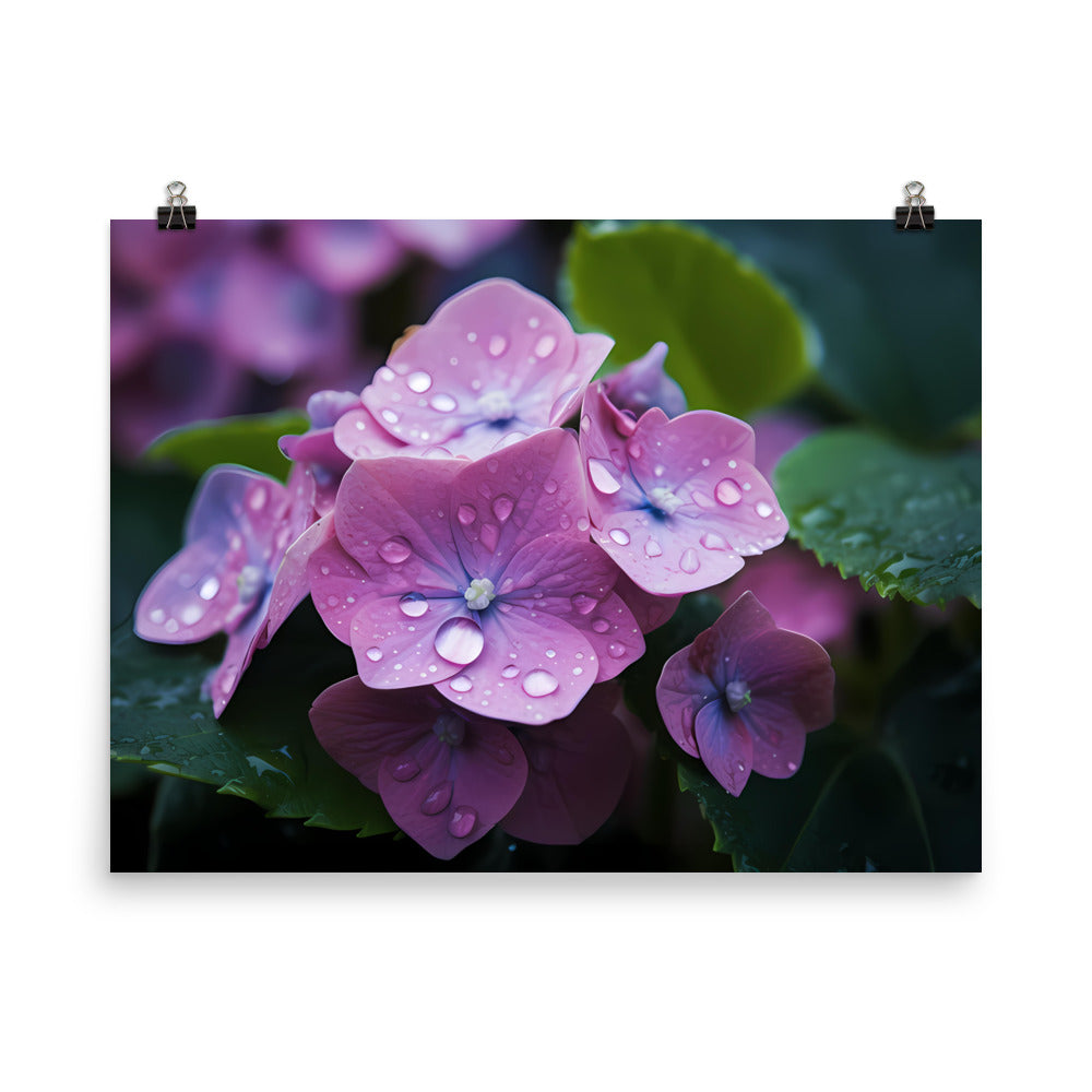 Hydrangea in the Rain photo paper poster - Posterfy.AI