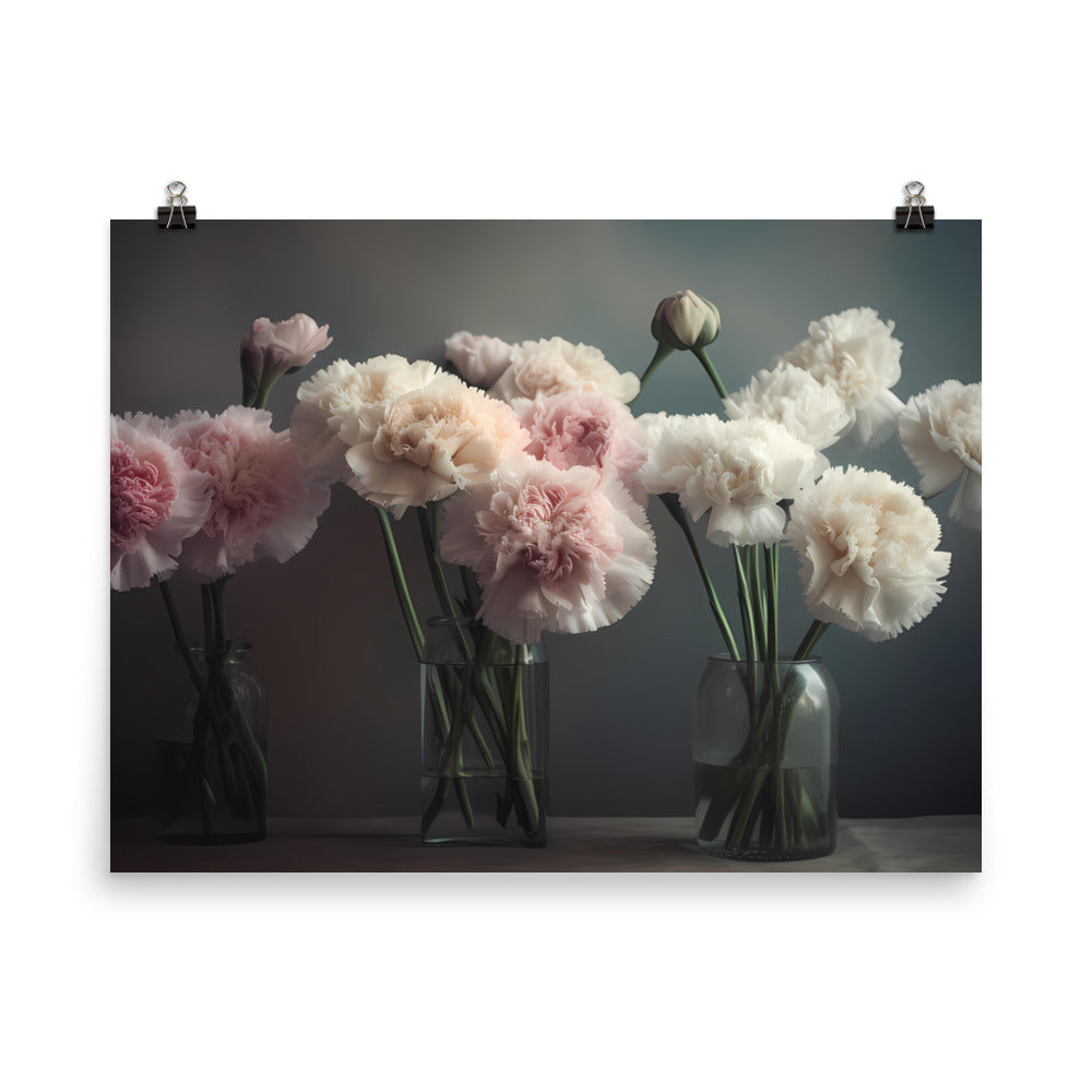 Carnations in Vintage Style photo paper poster - Posterfy.AI