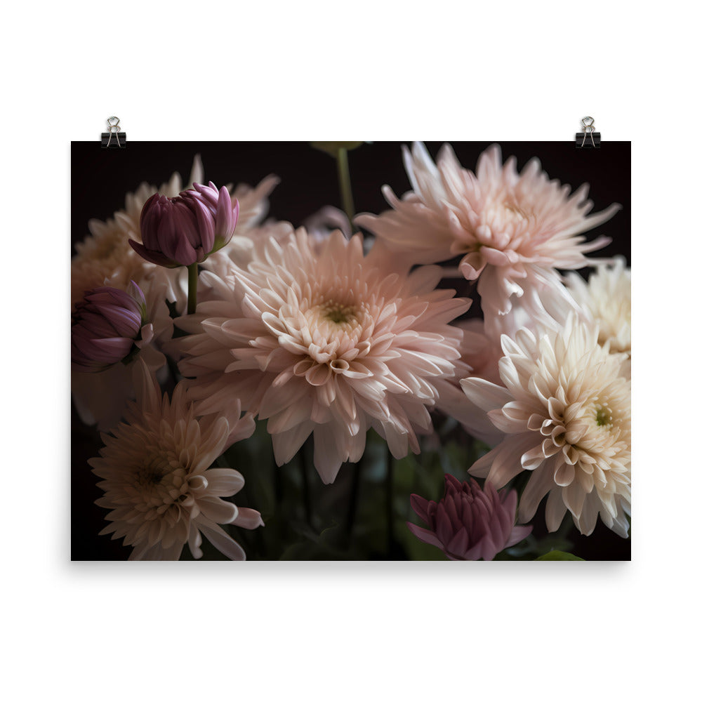 Chrysanthemum Bouquet in Soft Light photo paper poster - Posterfy.AI