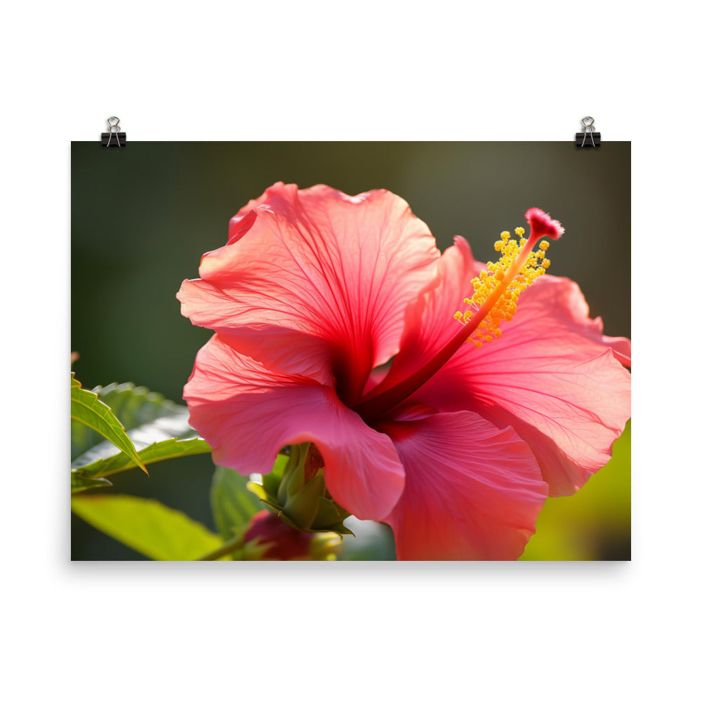 Vibrant Hibiscus Blooms in the Sunlight photo paper poster - Posterfy.AI