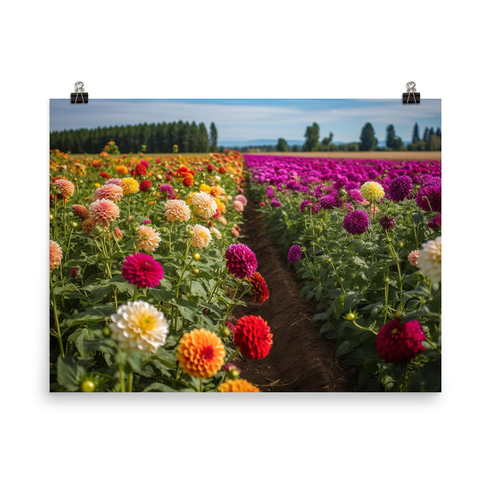 Dahlia Field in Bloom photo paper poster - Posterfy.AI