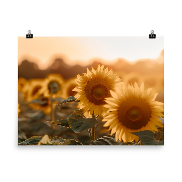 Golden Sunflower Fields photo paper poster - Posterfy.AI