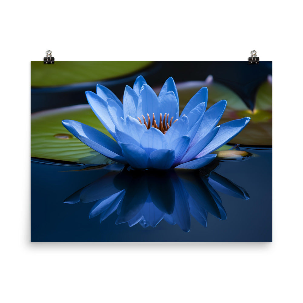 Blue Lily in the Pond photo paper poster - Posterfy.AI