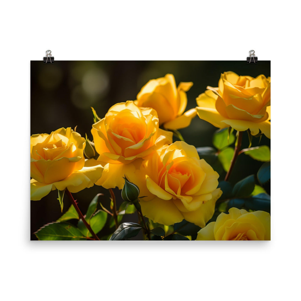 Sunny Yellow Roses photo paper poster - Posterfy.AI