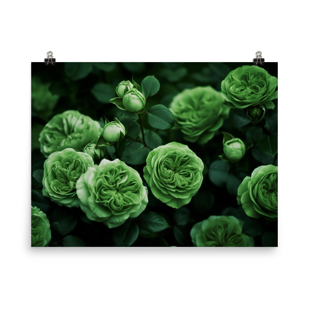 Refreshing Green Roses photo paper poster - Posterfy.AI