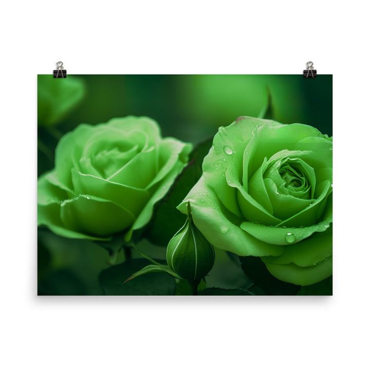 Refreshing Green Roses photo paper poster - Posterfy.AI