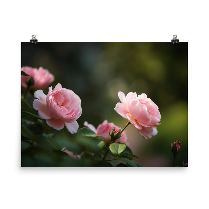 Blushing Pink Roses photo paper poster - Posterfy.AI