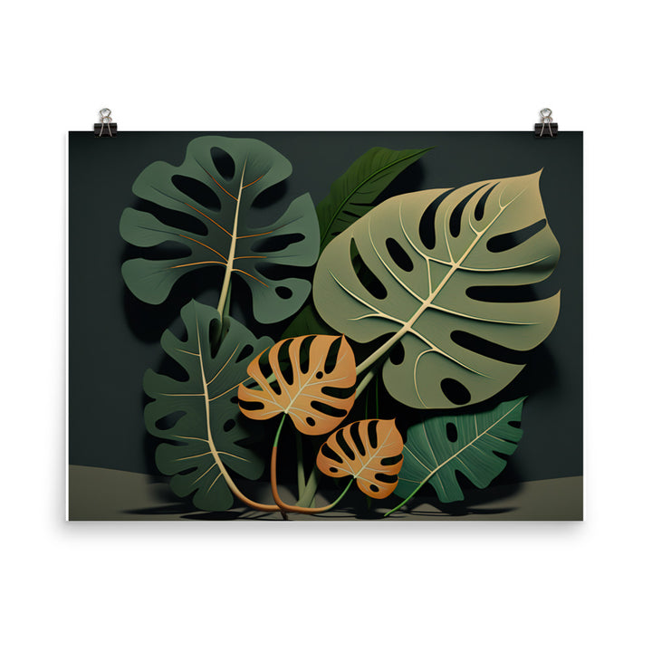 Monstera leaves in vibrant colors photo paper poster - Posterfy.AI