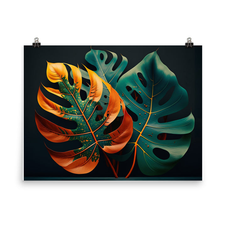 Monstera leaves in vibrant colors photo paper poster - Posterfy.AI