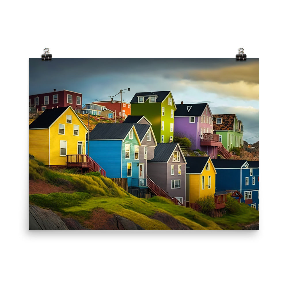 Colorful houses photo paper poster - Posterfy.AI