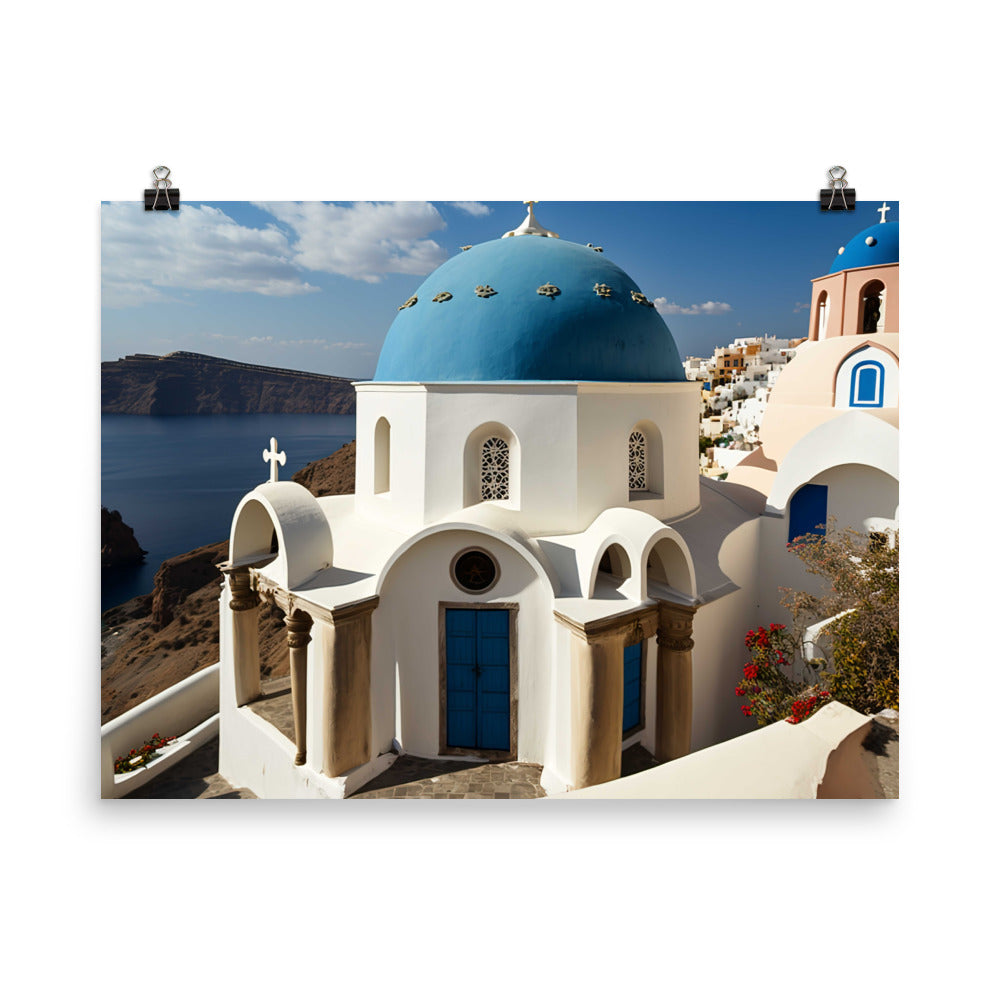 Wandering through the charming white washed streets photo paper poster - Posterfy.AI