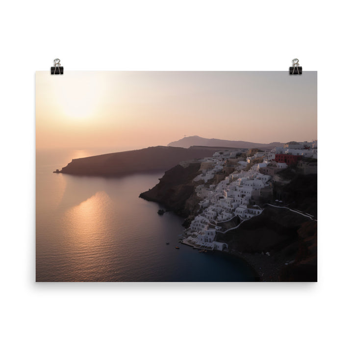 Sunset Over Santorini photo paper poster - Posterfy.AI