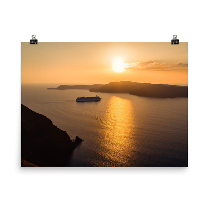 Sunset Over Santorini photo paper poster - Posterfy.AI