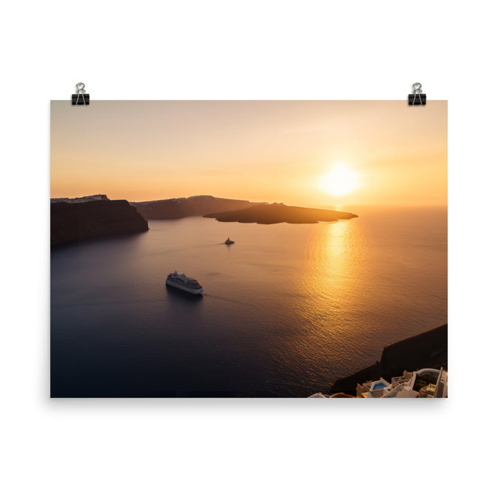 Sunset Over Santorini photo paper poster - Posterfy.AI