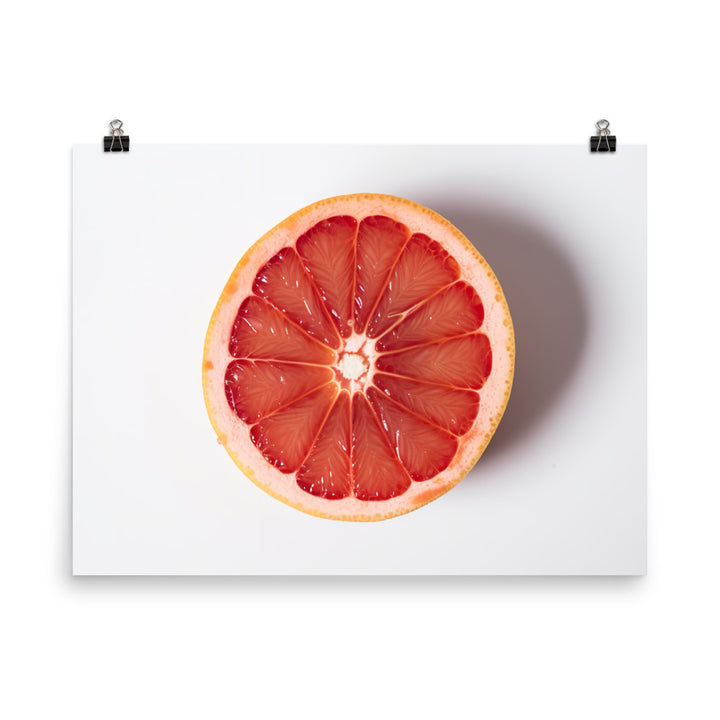 Sliced Grapefruit on a White Background photo paper poster - Posterfy.AI