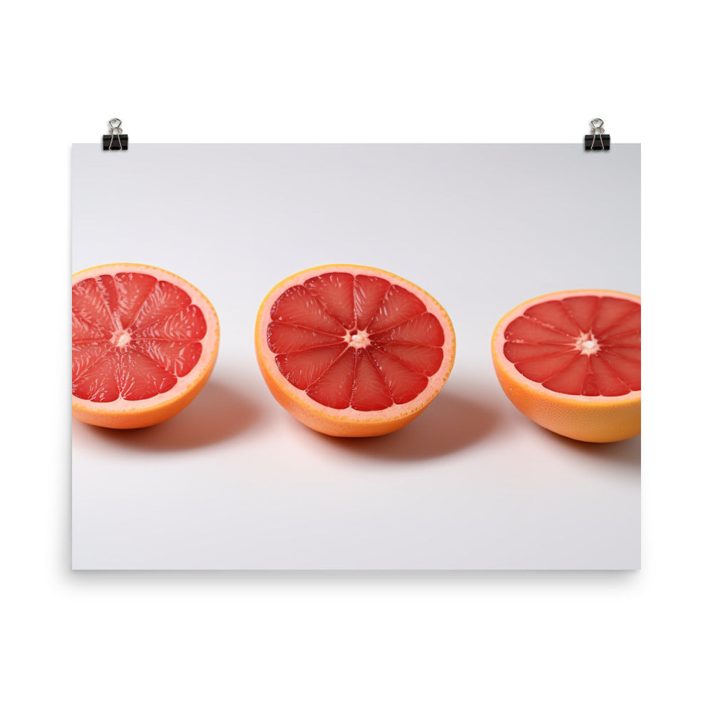 Sliced Grapefruit on a White Background photo paper poster - Posterfy.AI