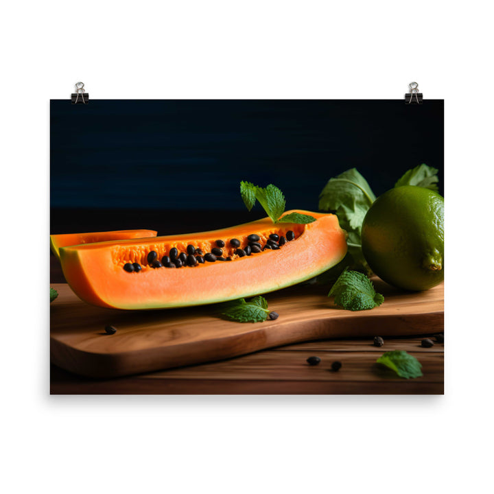 Sliced Papaya with Lime photo paper poster - Posterfy.AI