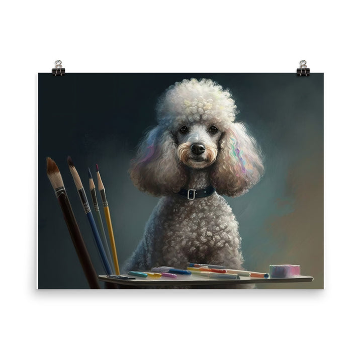 Poodle in painting lesson photo paper poster - Posterfy.AI