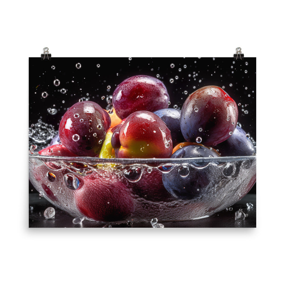 Plums in a Bowl photo paper poster - Posterfy.AI