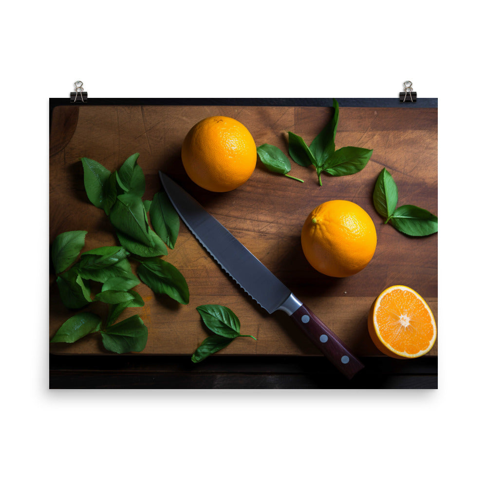 Oranges on a Cutting Board photo paper poster - Posterfy.AI