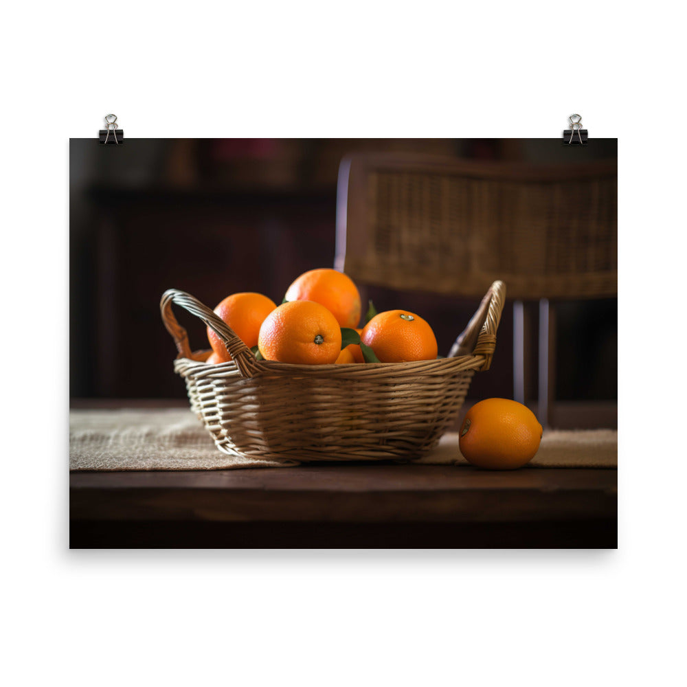 Oranges in a Wicker Basket photo paper poster - Posterfy.AI