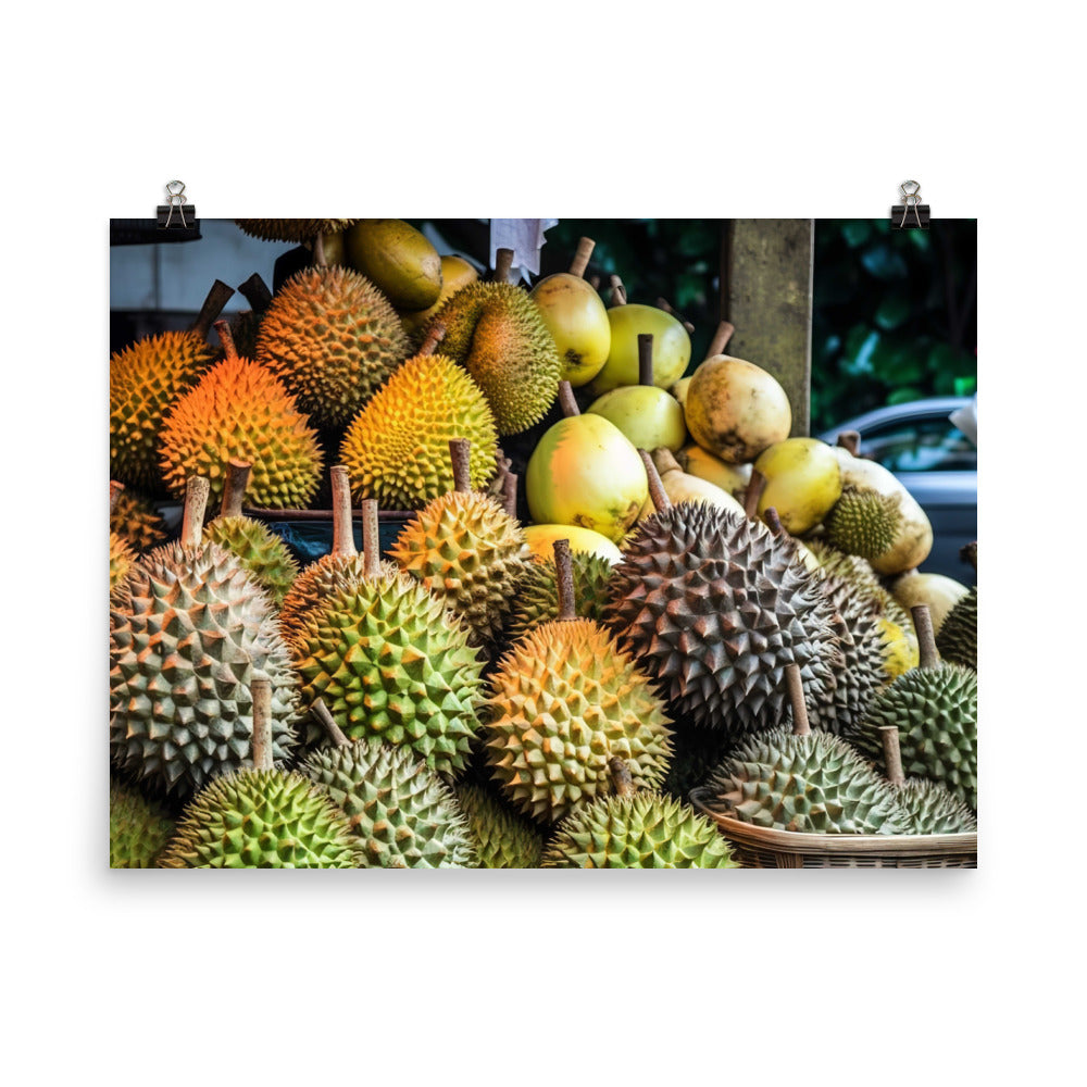 Durian Fruit in Market photo paper poster - Posterfy.AI