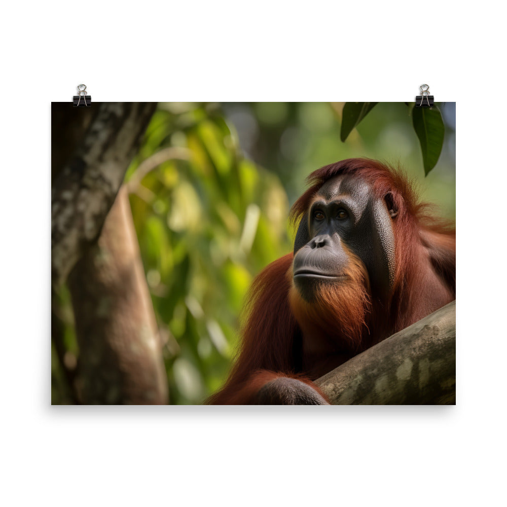 Majestic Orangutan Sitting in the Trees photo paper poster - Posterfy.AI