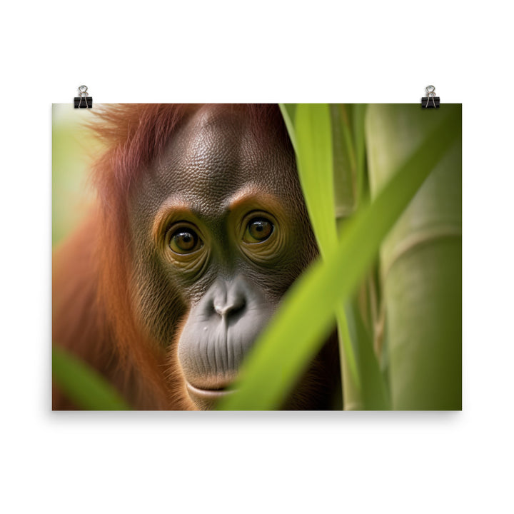 Adorable Orangutan Curiously Peeking photo paper poster - Posterfy.AI