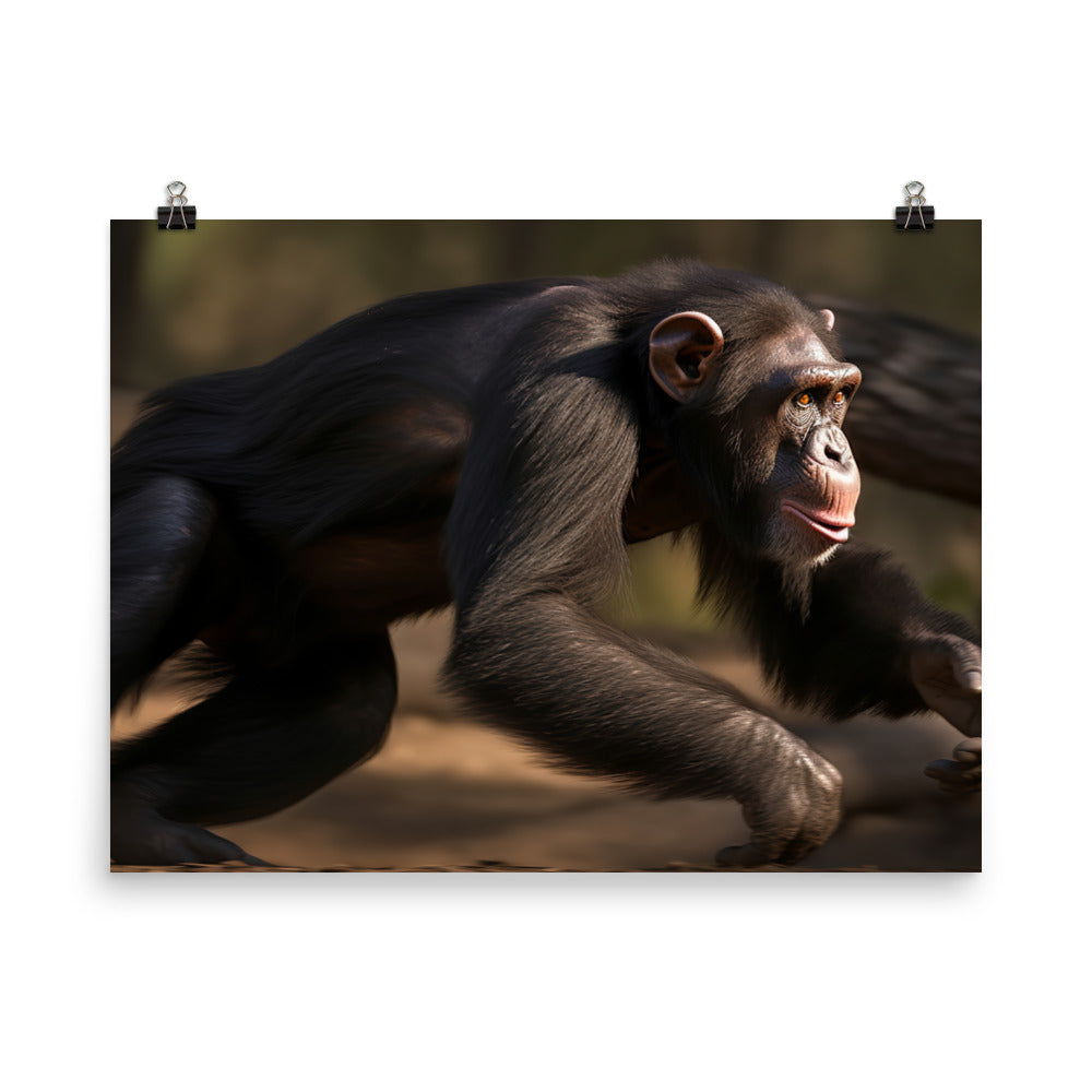 Chimpanzee in Action photo paper poster - Posterfy.AI