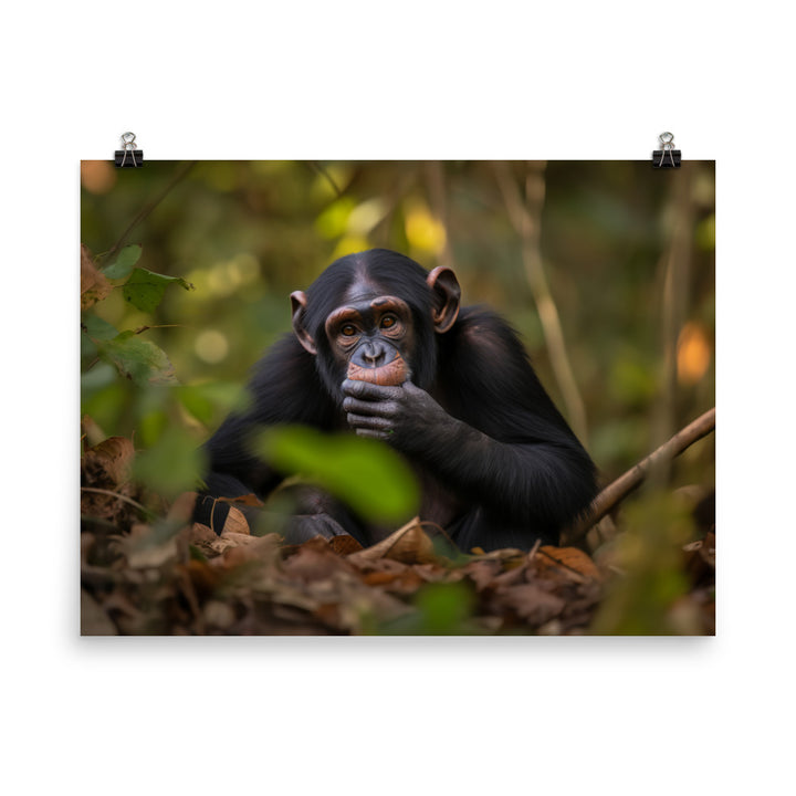 Cheeky Chimpanzee in the Wild photo paper poster - Posterfy.AI