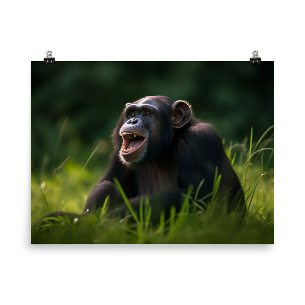 Cheeky Chimpanzee in the Wild photo paper poster - Posterfy.AI