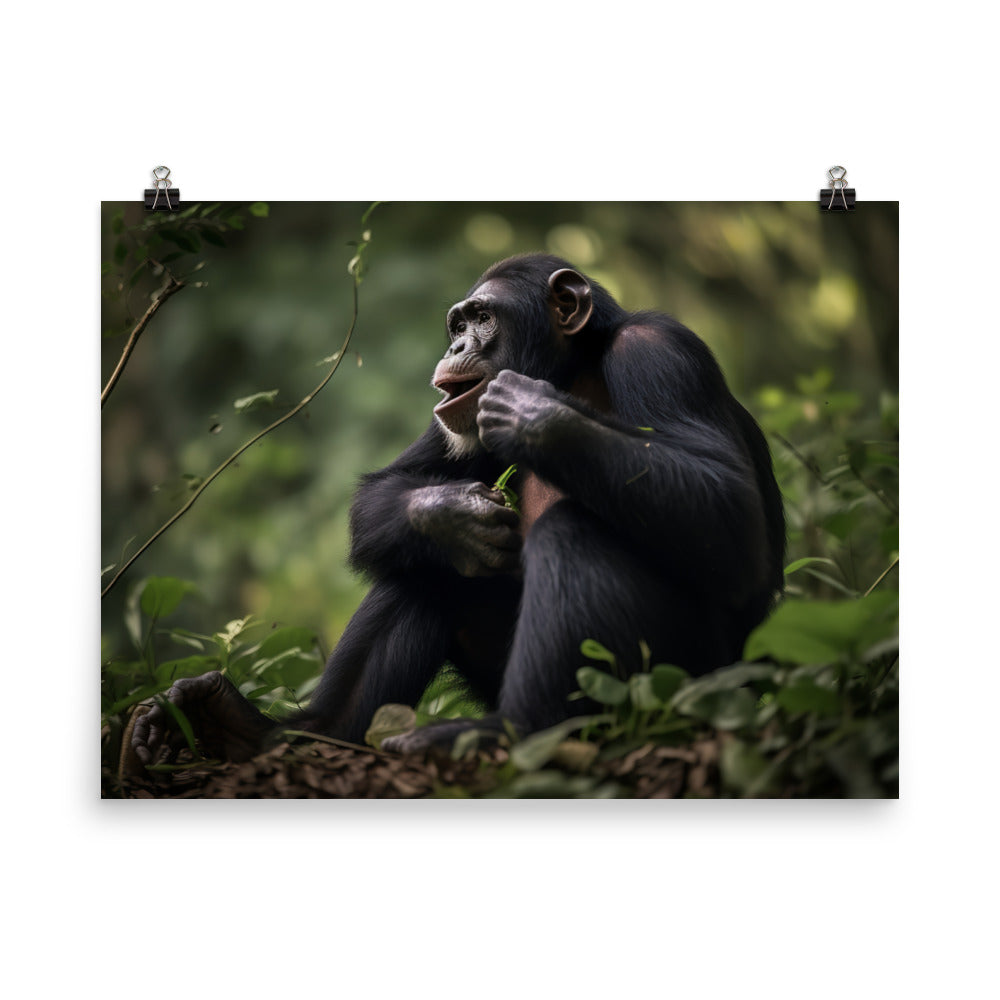 Cheeky Chimpanzee in the Wild photo paper poster - Posterfy.AI