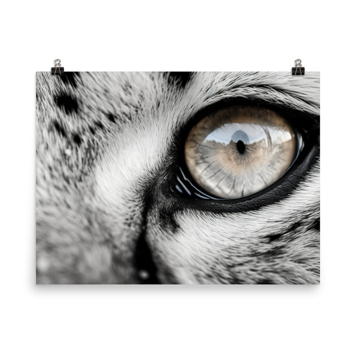 A Close-Up of a Snow Leopards eyes photo paper poster - Posterfy.AI