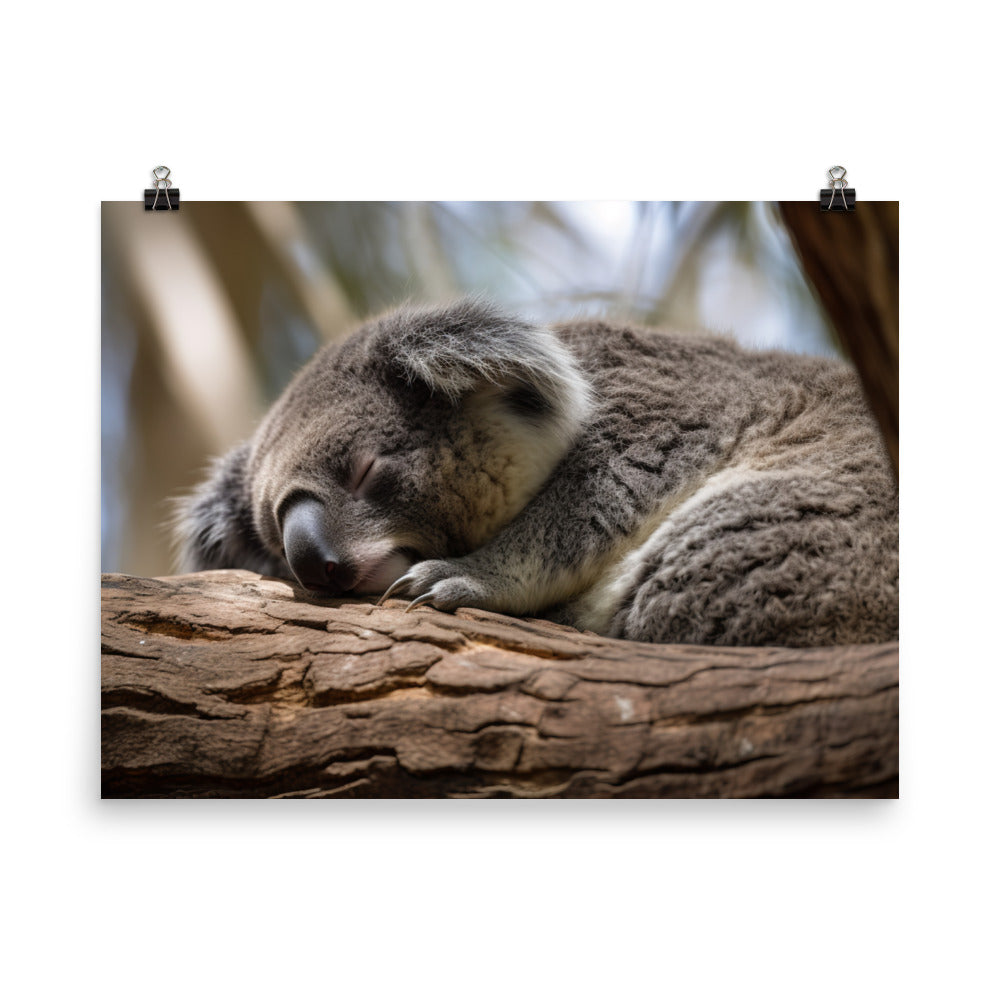 Koala Taking a Nap on a Tree Branch photo paper poster - Posterfy.AI