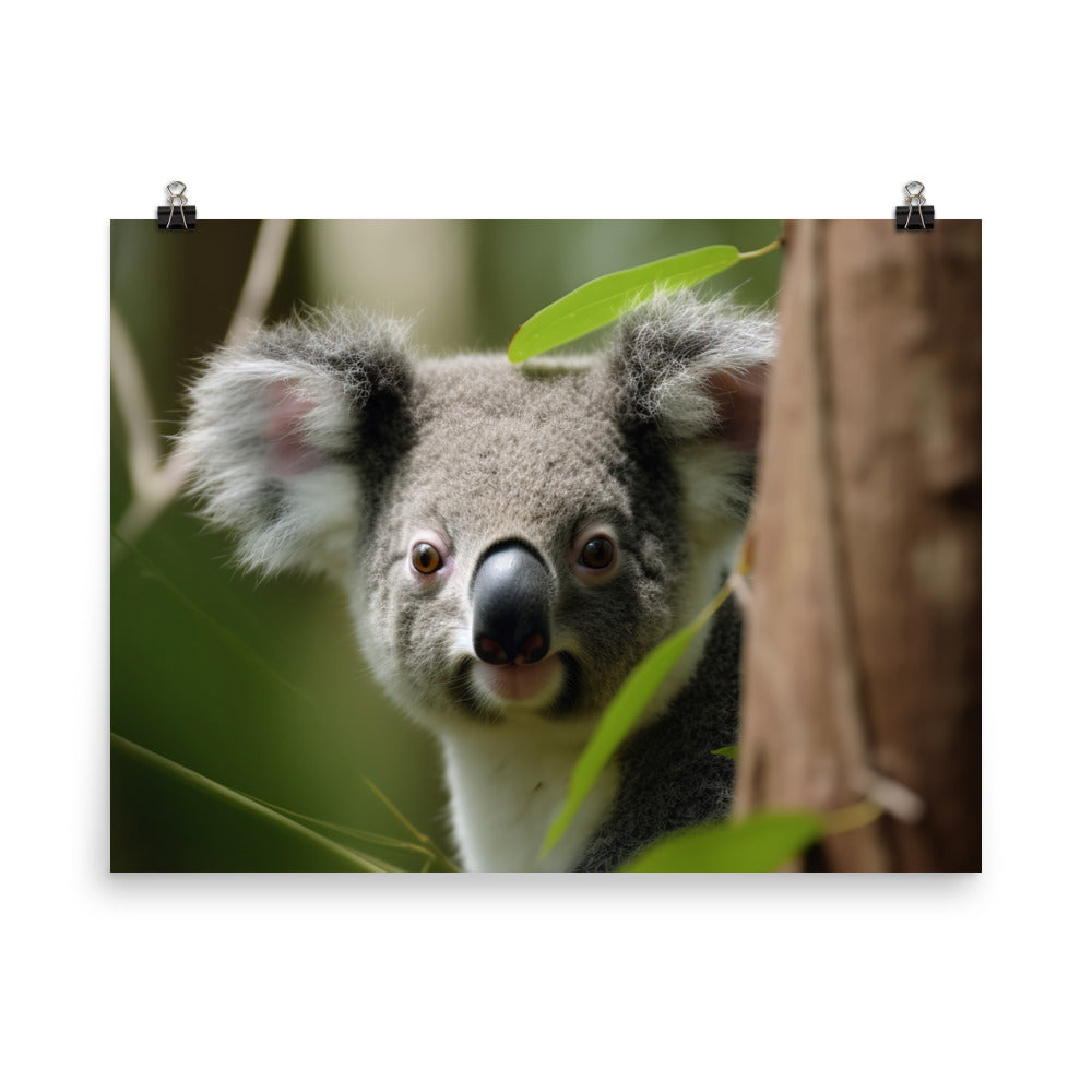 Adorable Koala Cub in the Eucalyptus Forest photo paper poster - Posterfy.AI