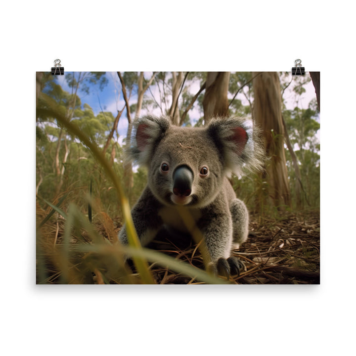 Adorable Koala Cub in the Eucalyptus Forest photo paper poster - Posterfy.AI