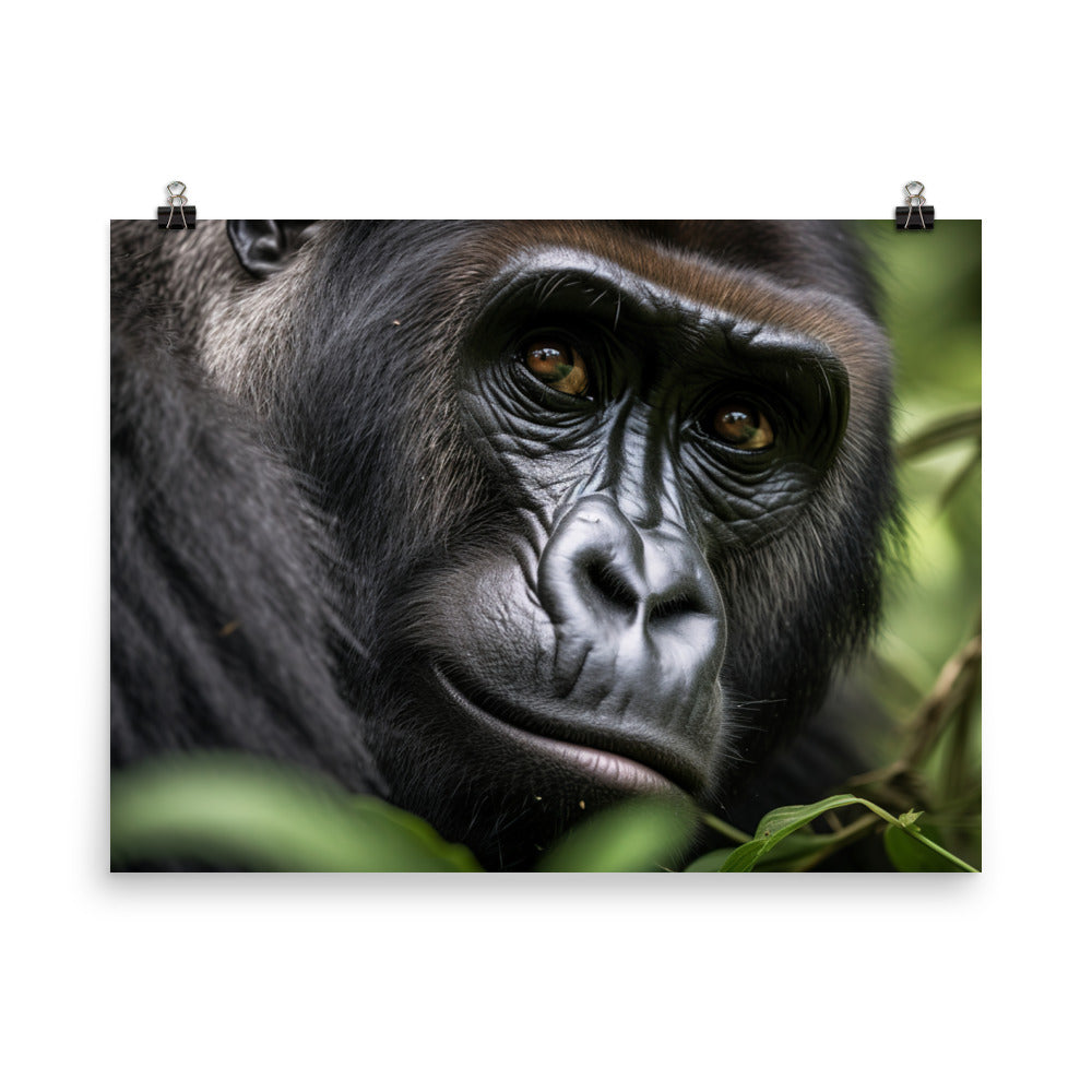 Inquisitive Gorilla in the Wild photo paper poster - Posterfy.AI