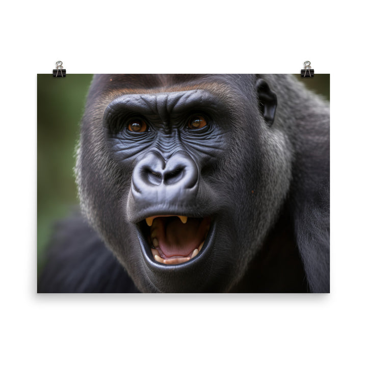 Close-Up of a Playful Gorilla photo paper poster - Posterfy.AI